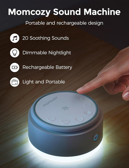 Momcozy 20 Sound Machine for Baby | Portable White Noise Sound Machine for Sleep Rechargeable | Sleep Sounds White