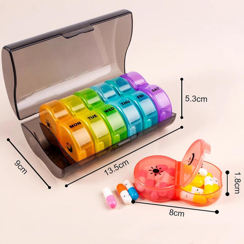 Tmeng 2 7 2 Weekly Pill Organizer Time a DayPill Dispensers Pill Box Day with One-Side Large Opening Design for Easy