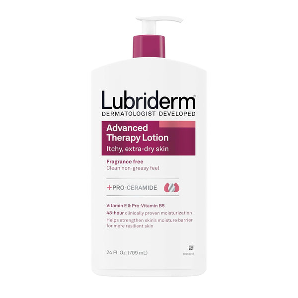 Lubriderm Advanced Therapy Fragrance Free Hand & Body Lotion, 24 Fl. Oz for Extra Dry Skin