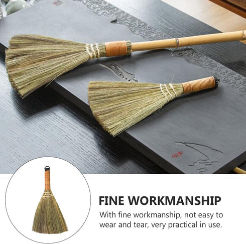 Veemoon 4 Pcs Handheld Cleaning Broom, Small Whisk Broom, Rustic Mini Straw Broom for Indoor Outdoor Home Dusting