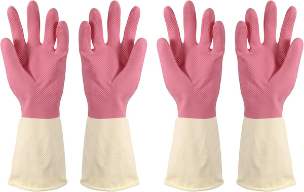 uxcell Rubber Cleaning Gloves, Reusable Household Dishwashing Long Rubber Gloves