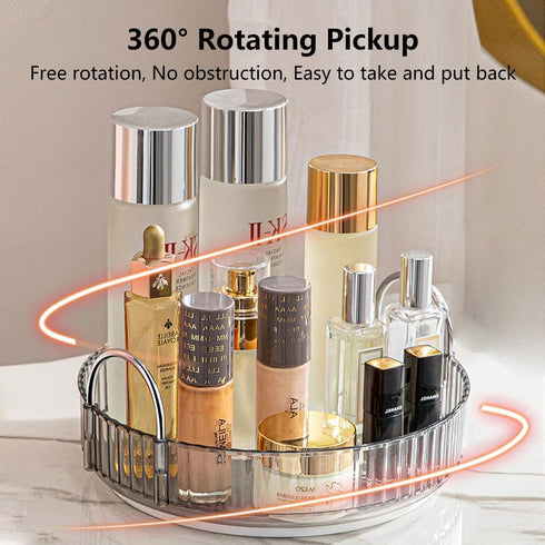 Rotating Makeup Organizer for Vanity, Spinning Cosmetics Storage for Bathroom Countertop, Skincare Holder Rack for Facial Cream, Perfume, Lotion, Lipstick (1 Tier, Smoky Grey) by UNICOMVSX