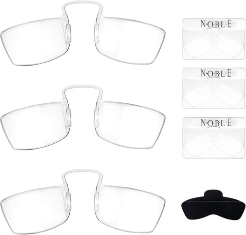 Noble Small Reading Glasses, 3 Pack Rimless Readers with 3 Wallet Holders and 1 Cell Phone Case
