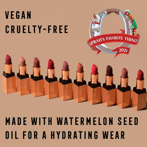 Vegan Lipstick for Women, Matte, Long Lasting, Hydrating Lip Stick with Vitamin E, Watermelon Seed Oil (Ambitious - Red