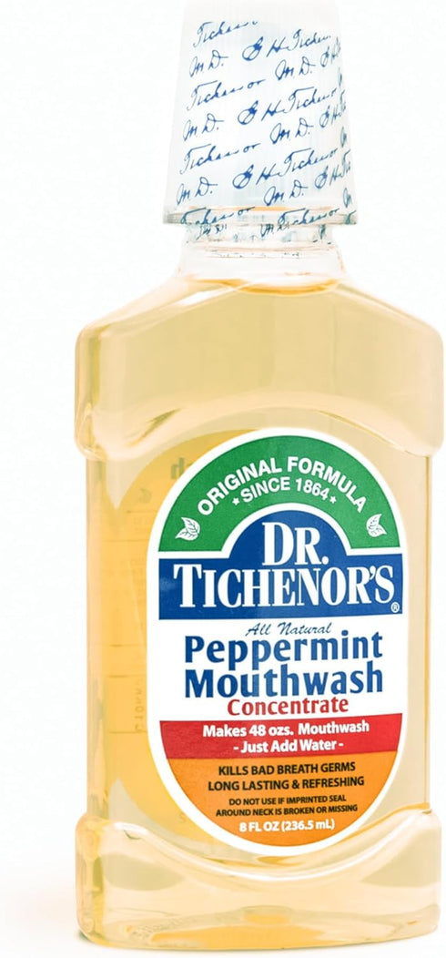 Dr. Tichenor's Peppermint Mouthwash Concentrate - Oral Rinse for Bad Breath, 8 Ounce (Pack of 3)
