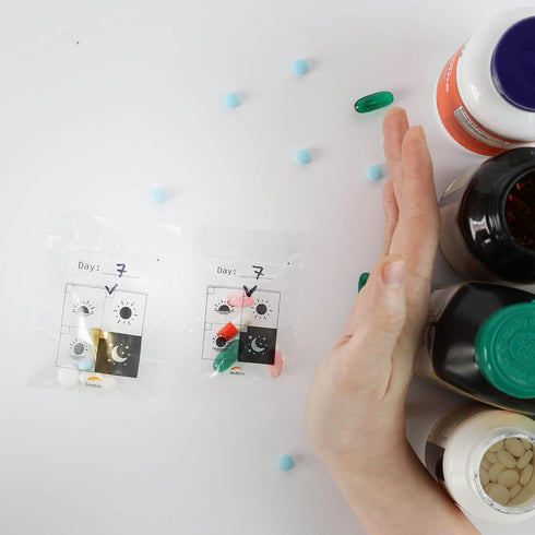 SODOIN Set 600 (6 M Pill Bag - Heat Seal Pill Bags + Loading Tray Loading)- Pill Organizer, Medication Aids, Pill Pouch