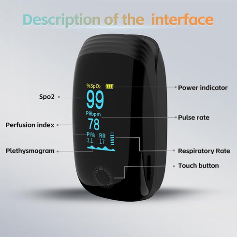 SpO2 SpO2 Rechargeable Pulse Oximeter Fingertip Oxygen Monitor Fingertip with Pulse Rate and PI RR OLED Precision Fast