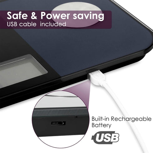 himaly USB Rechargeable Bathroom Scale - Digital Weight Scale Bluetooth for Accurate BMI and Body Fat Monitor