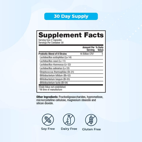 VitaMedica Daily Balance Probiotic-8, Probiotic Supplement with 16 Billion CFUs for Gut Health & Immune Support