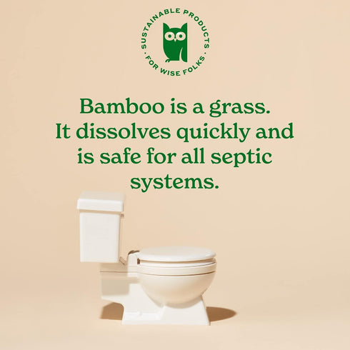 Caboo Tree Free Toilet Paper, 300 Sheets per Roll, Quick Dissolving 2 Ply, Septic Safe Bath Tissue