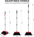 Broom and Dustpan Set, 52-in Long Adjustable Handle Broom with Dustpan Teeth for Home Kitchen Office Floor (Black&Red)
