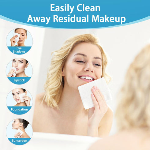 HOMEXCEL Disposable Face Towels - Biodegradable Makeup Remover Dry Wipes, 50 Count for Sensitive Skin