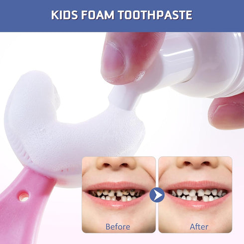 Foam Toothpaste Kids, 4 Packs for U-Shape Electric Toothbrush, Toddler's Toothpaste with Low Fluoride