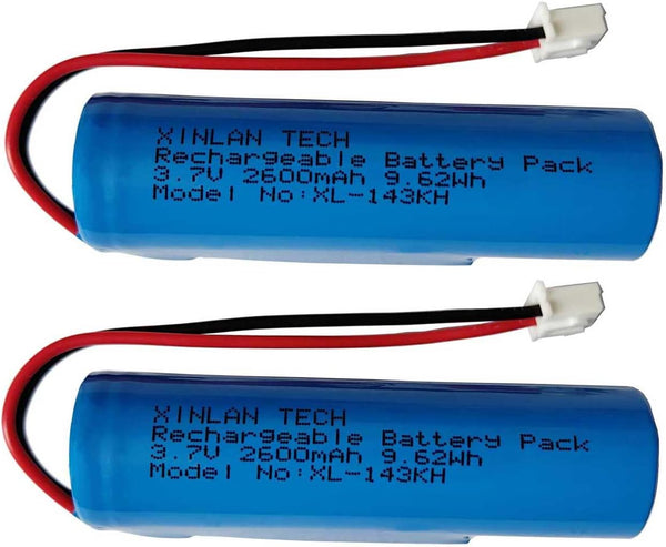 XINLANTECH 3.7V 2600mAh 18650 Rechargeable Li-ion Battery with Jst XH2.54/2P Connector Plug Wires