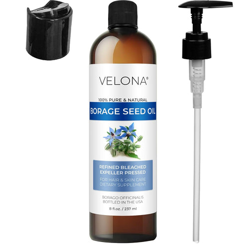 velona Borage Seed Oil 8 Fl Oz | 100% Pure Natural Carrier Oil for Skin, Face, Body, Hair Care
