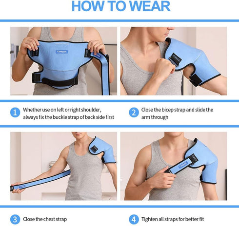 3D XL Shoulder Ice Pack for Hot Cold Therapy, Support Wrap for Frozen Shoulder, Sports Injuries, Left or Right Shoulder