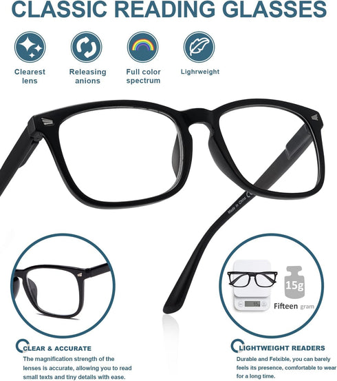 BLUELESS Women’s Reading Glasses - Fashion Ladies Readers (Black/Purple, 0.00)