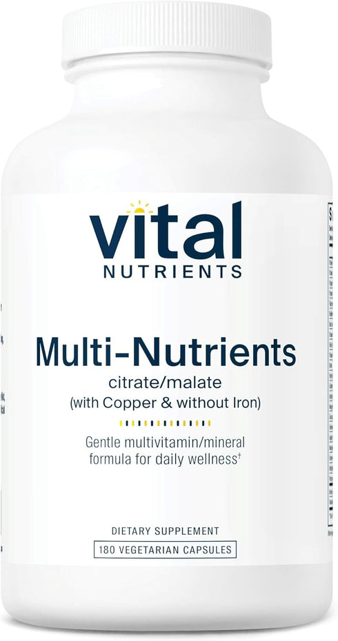 Vital Nutrients Multi-Nutrients 2 - Citrate/Malate Formula with Copper, 180 Vegetarian Capsules per Bottle