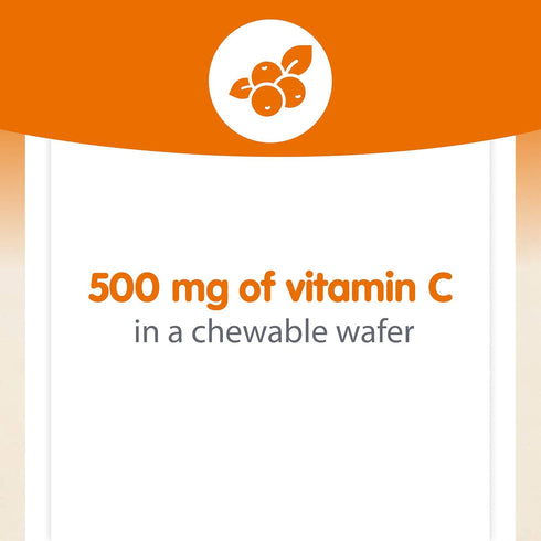 Natural Factors Vitamin C 500 mg Kids Chewable - 90 Wafers - Tangy Orange, Vegan, Non-GMO