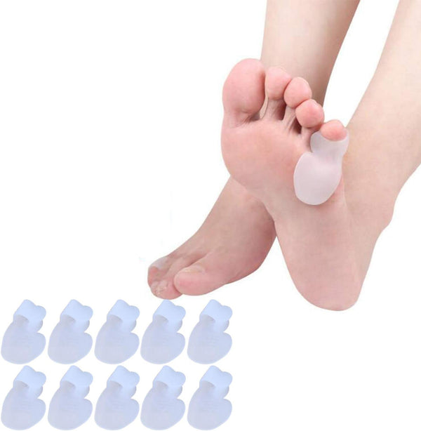 5 Pairs Pinky Toe Cushion Splint - Little Toe Separators, Straightener with Loop for Men Women Walking, Running,