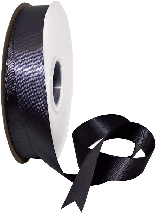 Morex Ribbon Double Face Satin Ribbon, 7/8" X 50 YD Charcoal Ribbon for Gift Wrapping, Birthday Gift Cards