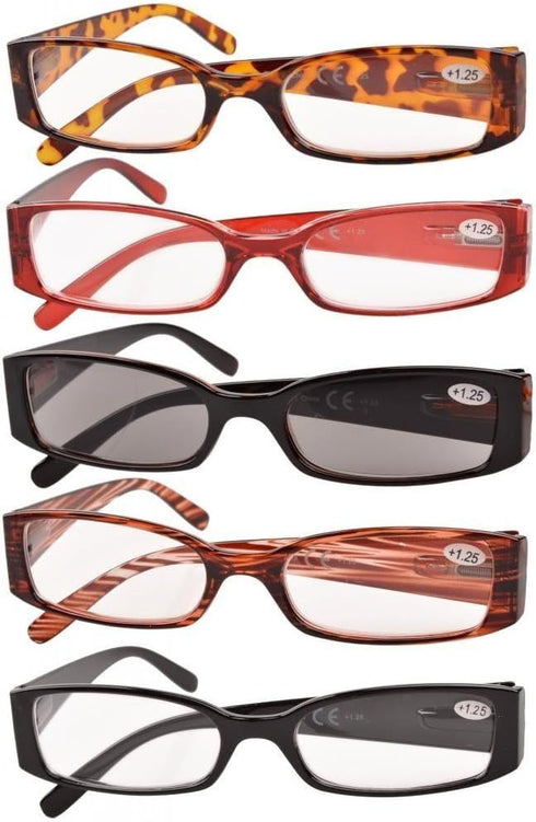 Eyekepper 5 Pairs Reading Glasses for Women - Includes Reader Sunglasses +3.50 Reading Eyeglasses