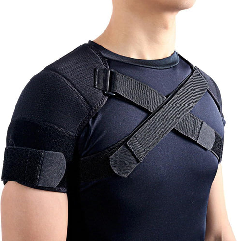 Kuangmi Double Shoulder Support Brace Strap Wrap Neoprene Protector, M
