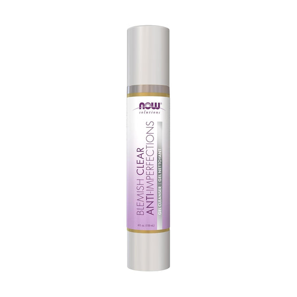 NOW Foods Solutions Blemish Clear Gel Cleanser - Gentle Deep Cleansing, Cleans Pores, Purify, 4-Ounce