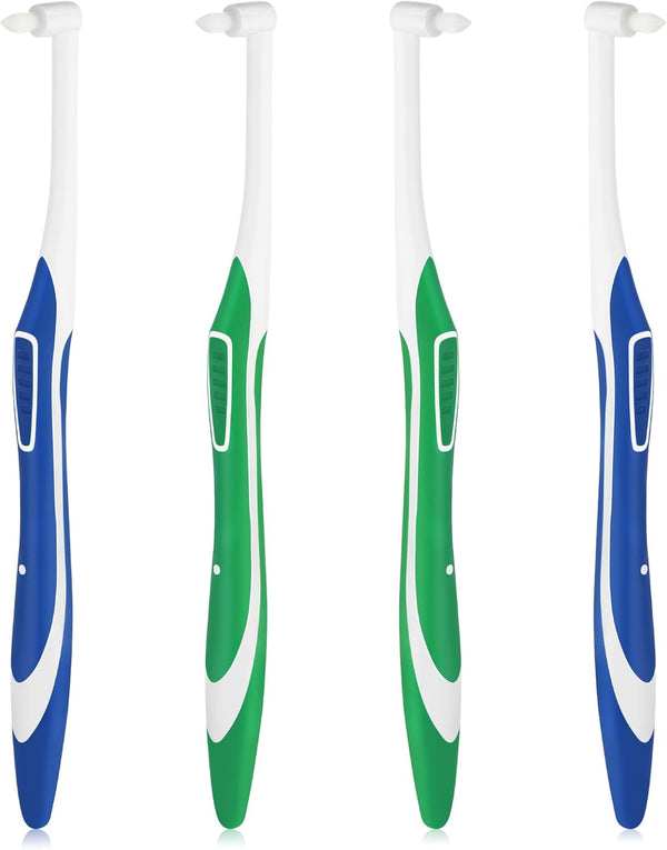 4 Pcs Tuft Toothbrush Set, Tufted Brush, Interspace Toothbrushes for Detail Cleaning (2 Blue + 2 Green)