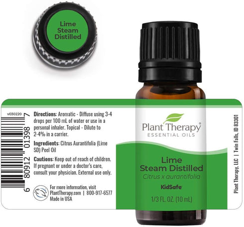 Plant Therapy Lime Steam Distilled Essential Oil, 10 mL, 100% Pure, Therapeutic Grade