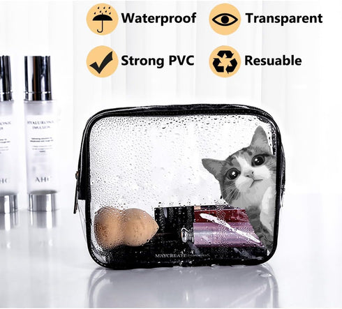 Waterproof Plastic Toiletry Bags & Makeup Cases - Clear PVC Travel Accessories Organizer for Men and Women