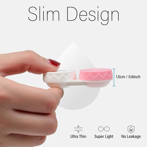 8 Pack Pink Contact Lens Cases, Outdoor Portable Mini Contact Lens Kit for Travel and Everyday Use