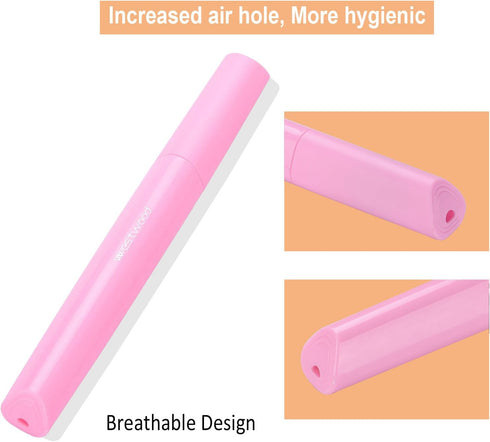 Portable Toothbrush Cover, Plastic Travel Box, Breathable Design with Air Hole, Pink