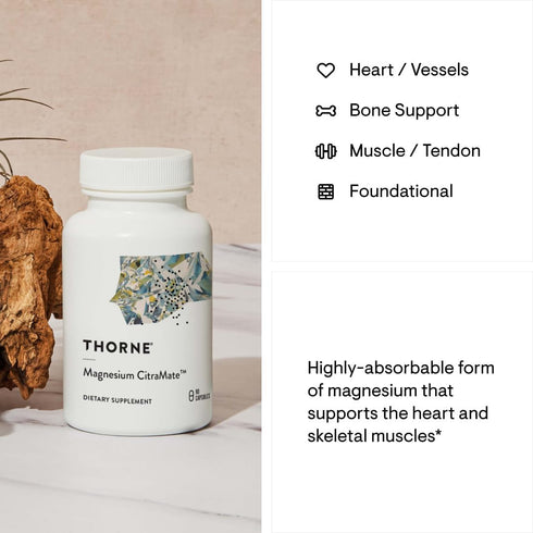 THORNE Magnesium CitraMate, Magnesium Supplement with Citrate-Malate, 90 Capsules for Heart and Bone Density Support