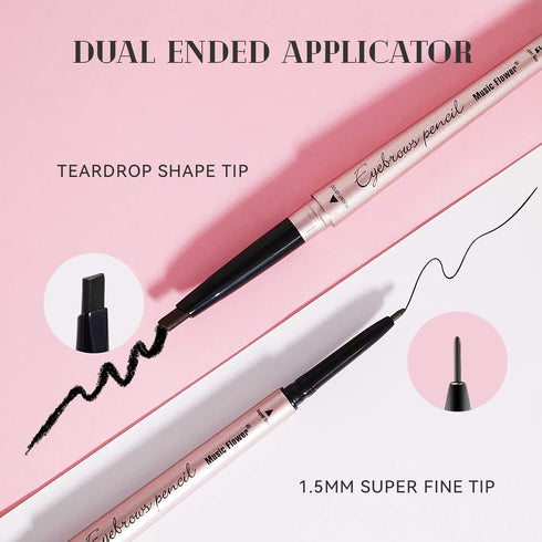 Eyebrow Pencil Double Ended, Waterproof Natural Brow Enhancing Pen, Long lasting Eye Makeup, Pack of 1, Black