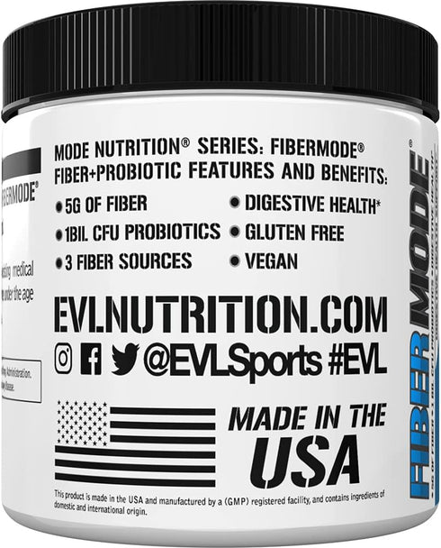 Evlution Nutrition FiberMode - Fiber + Probiotic Powder for Digestive Health, 30 Servings, Gluten Free & Vegan