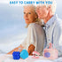 2 Pack Denture Bath Case Cup Holder with Strainer Basket for Travel Cleaning (Light Blue and Blue)