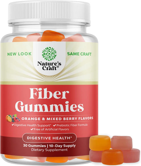 Tasty Prebiotic Fiber Gummies for Adults, 30 Count, High Fiber Supplement with Chicory Root for Immunity Support