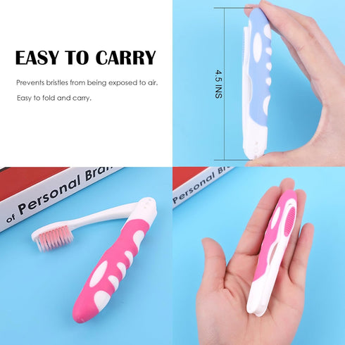 EasyHonor Travel Toothbrush Bulk, Folding Toothbrush with Medium Soft Bristles, for Hiking, Camping, Traveling, School