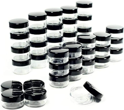 ZEJIA 50PCS 5 Gram Sample Containers with Lids, Mini Makeup Containers with Labels