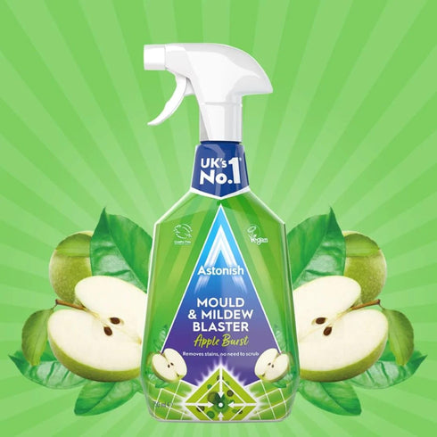 Astonish Apple Burst Household Cleaner for Shower Curtain, Bathroom Tiles, No Scrub, 750ml Spray Bottle