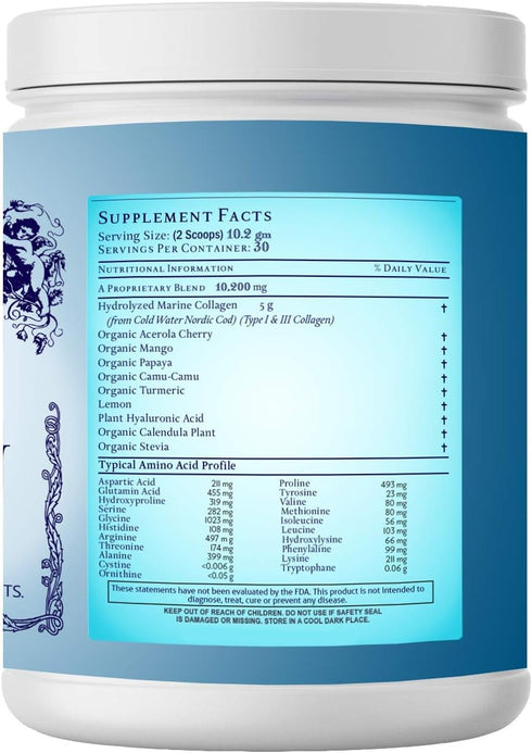 Catie's Marine Collagen - Premium Wild Caught Collagen (Type 1 & 3) from Cold Water Nordic Cod, 30 Day Supply with