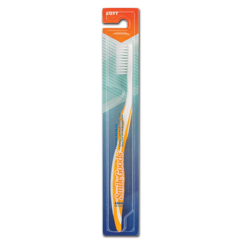 SmileGoods A404 Soft Bristle Toothbrush, 40 Tuft, Assorted Colors, Bulk Pack of 72