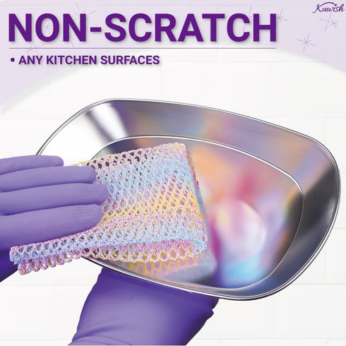 Rainbow Mesh Scrubber Set - 4 Pack Multi-Color Non-Scratch Cleansing Sponges for Kitchen, Bathroom, Home Cleaning