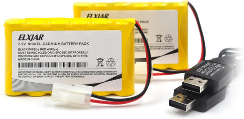 elxjar 7.2V 700mAh NI-CD Battery Replacement for Huanqi HQ 516 558 549 RC Tank (2-Pack) RC Vehicle