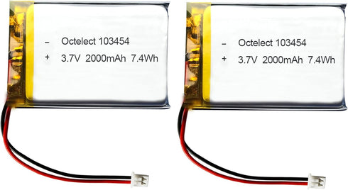 Octelect 3.7V 2000mAh Lithium Ion Polymer Rechargeable Lipo Battery 103454 with JST Connector