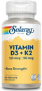 SOLARAY Vitamin D3 K2 Supplement - Bone Health and Immune Support - 5000 IU Vitamin D3, 50 mcg K2, 120 VegCaps