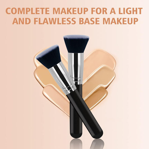 Makeup Brush Daubigny Flat Top Foundation Brush for Liquid Makeup, Premium Professional Make Up Foundation Brush, Black