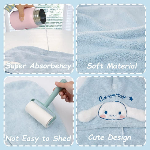 Kawaii Microfiber Hair Towel for Women, Super Absorbent Shower Cap for Long Hair, Quick Dry Wrap