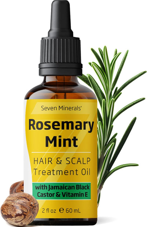 Seven Minerals NEW Rosemary Oil for Hair Growth | Infused with Jamaican Black Castor Oil, Vitamin E, Mint & Natural